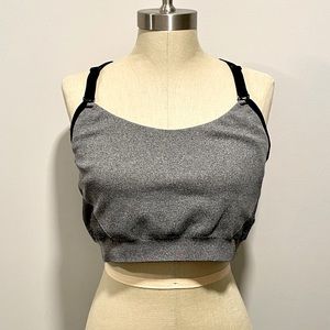 Auden Gray/Black Maternity Nursing Racerback Yoga Bra Size 2X